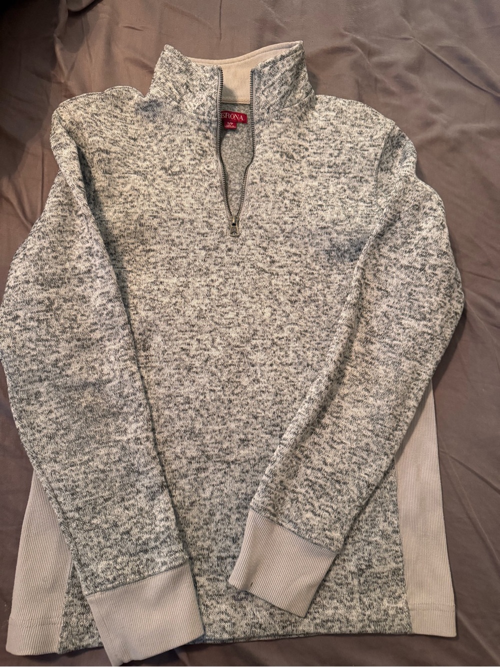 Women quarter zip heather grey sweatshirt